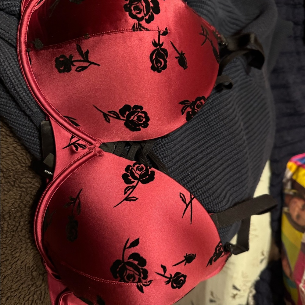 Torrid Red and Black Floral Bra